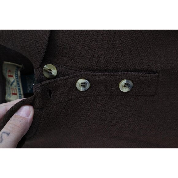 Vintage 90s Express Womens Small Faded Blank Baggy Fit Thermal Knit Polo Brown - Picture 5 of 12